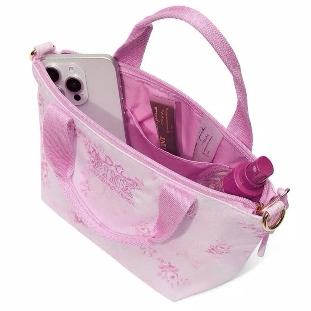 LoveShackFancy Victoria’s Secret PINK Beaux Floral Print Mini Tote Bag Purse - Picture 11 of 13